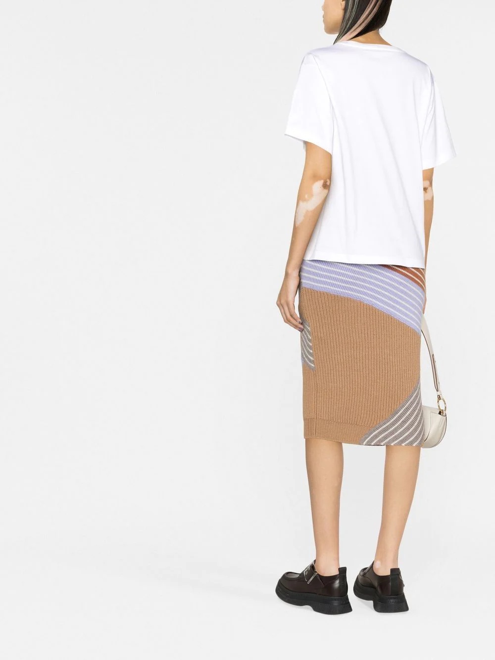 3D stripes wool midi skirt - 4