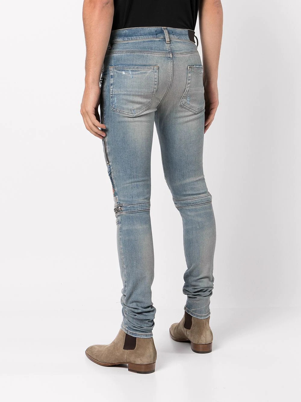 mid-rise contrasting-panel skinny jeans - 4