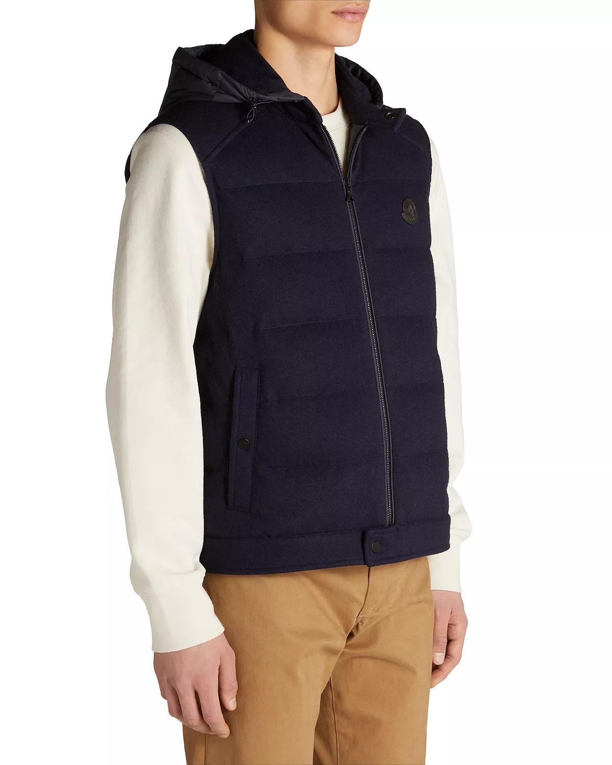 Rezila Cashmere & Nylon Full Zip Hooded Down Vest - 3