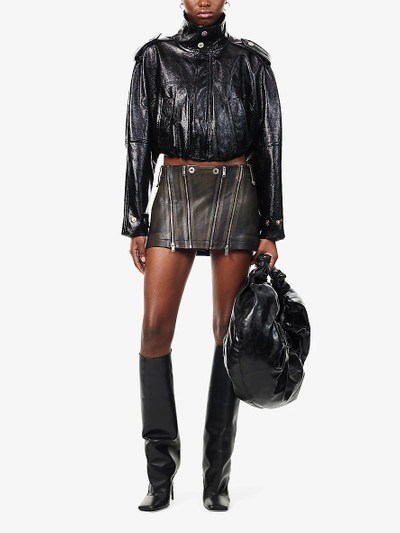Dion Lee Balloon cropped relaxed-fit faux leather jacket outlook
