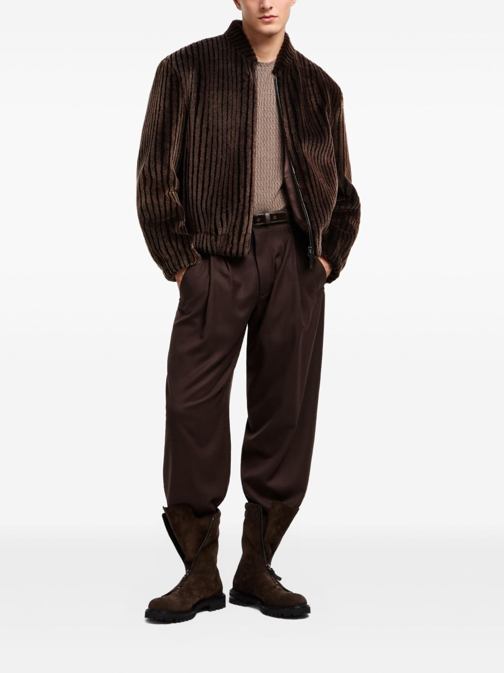 PLEATED-FRONT WOOL TROUSERS - 5