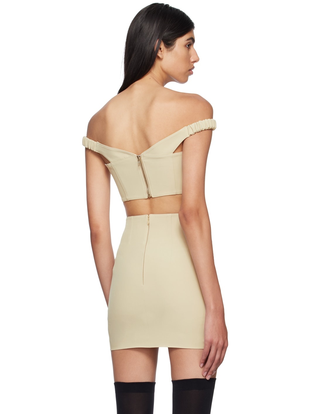 Beige Cutout Tank Top - 3