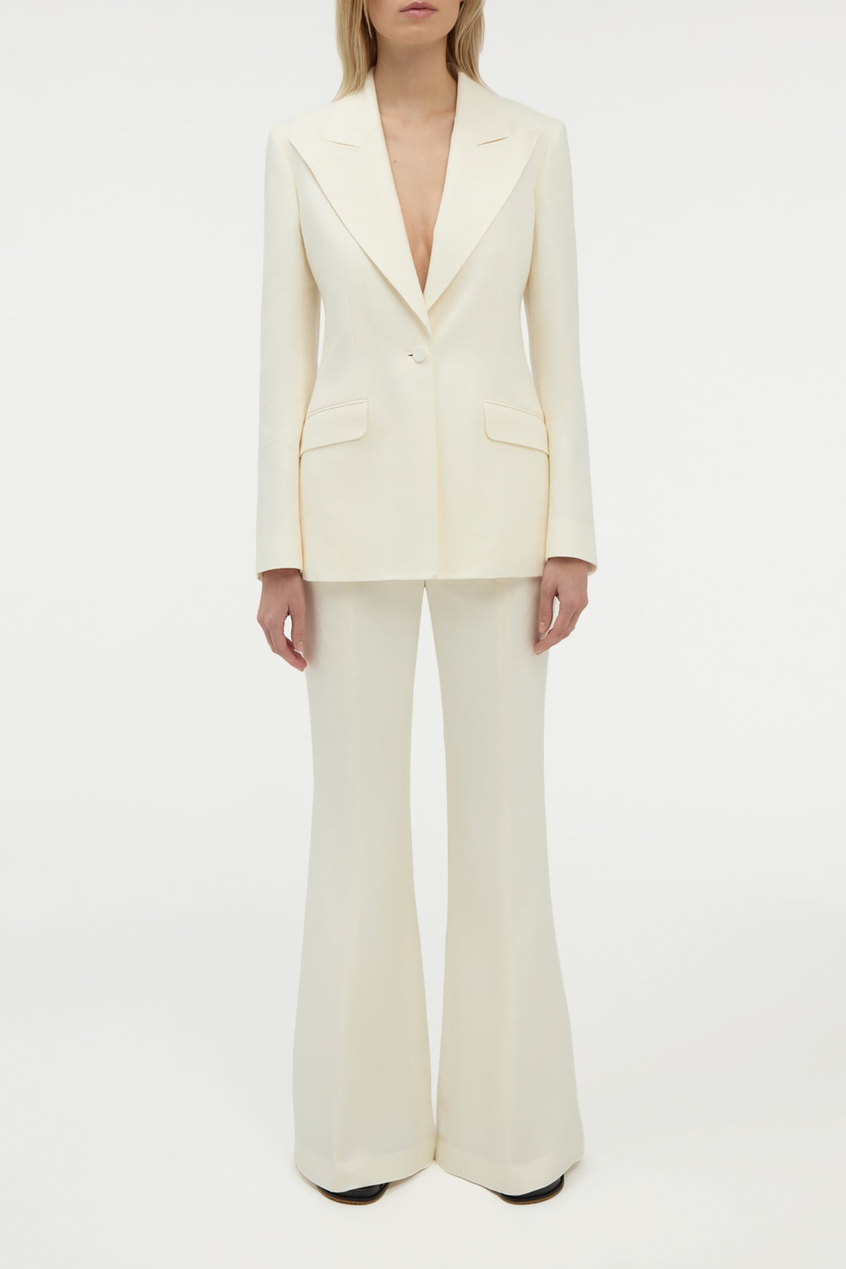 Leiva Blazer in Ivory Linen Twill - 4