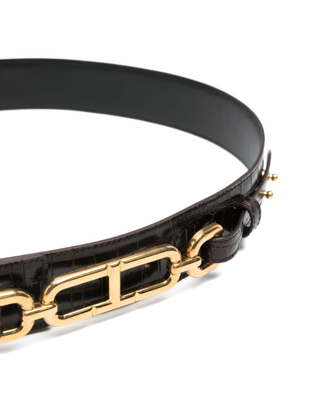 crocodile-embossed chain-link belt - 3