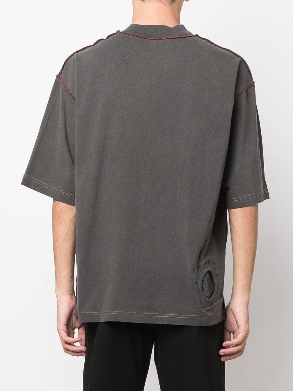 contrast-stitching cotton T-Shirt - 4