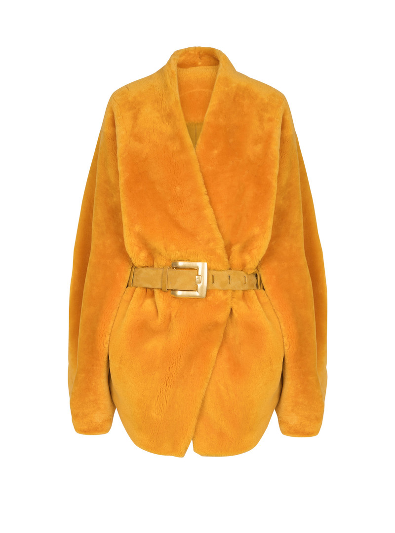 Belted shearling coat 1