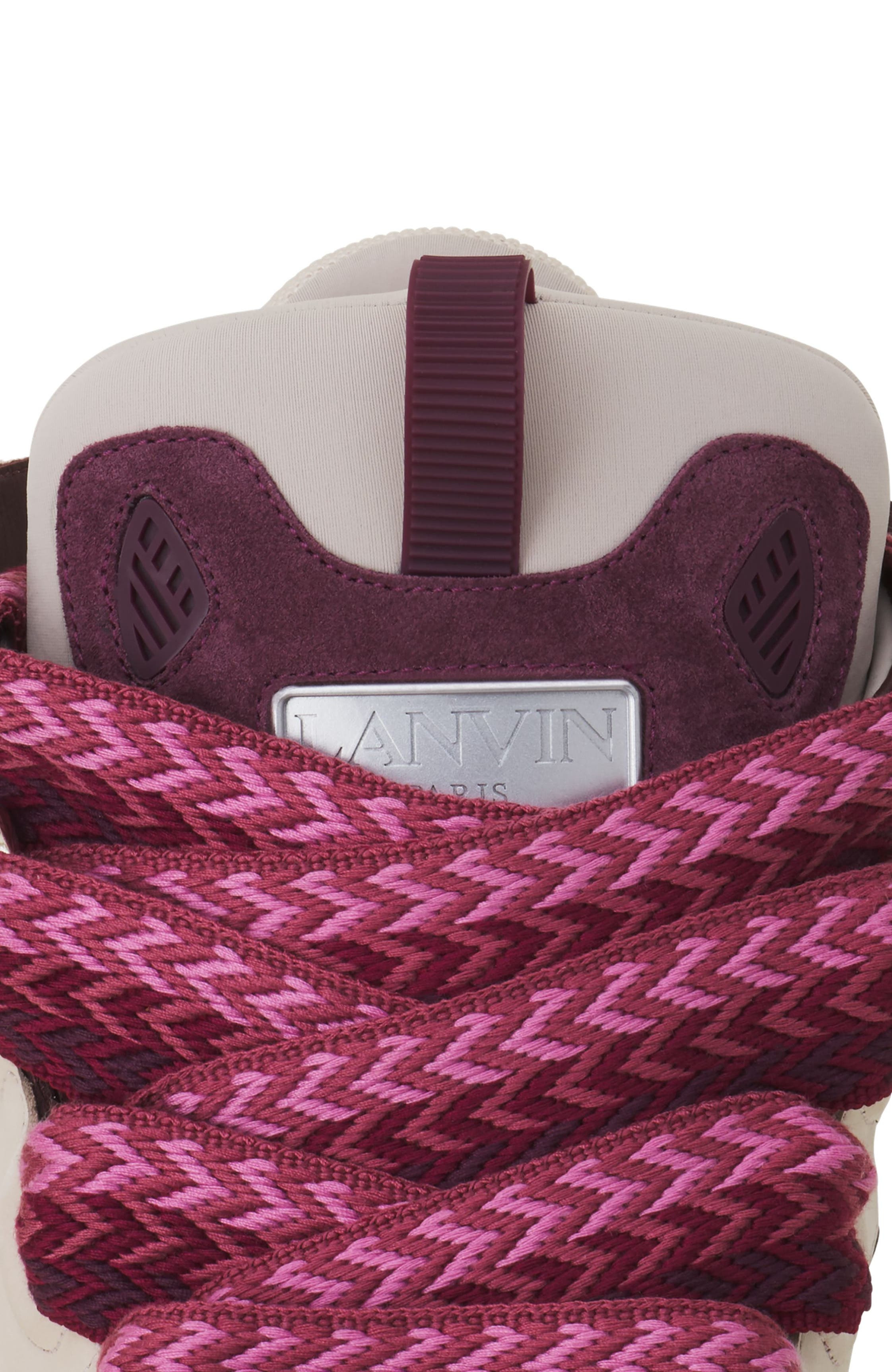 Lanvin Curb Leather Sneakers in Beige/burgundy at Nordstrom - 5