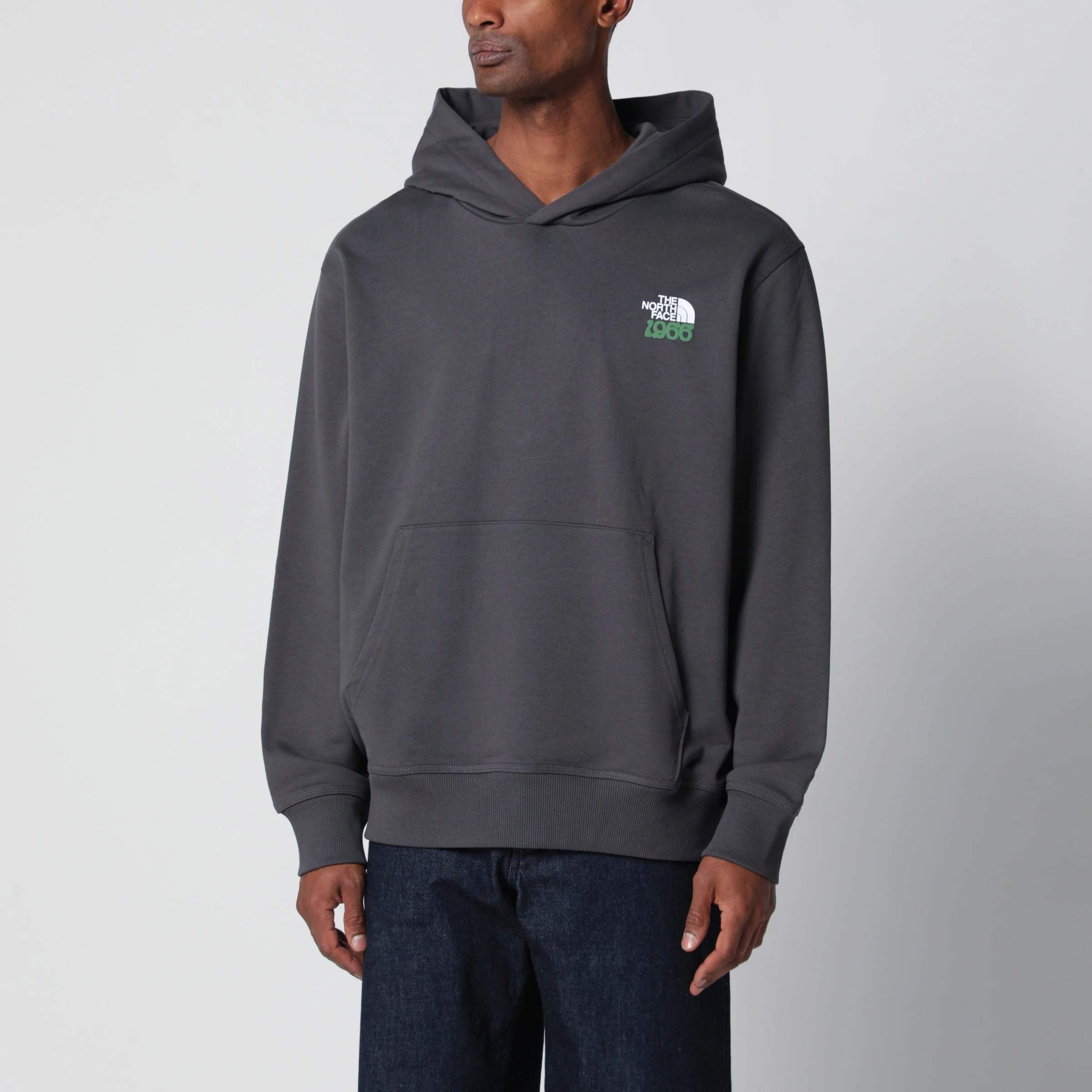1966 Motion Relaxed graphic cotton hoodie in grey - 1