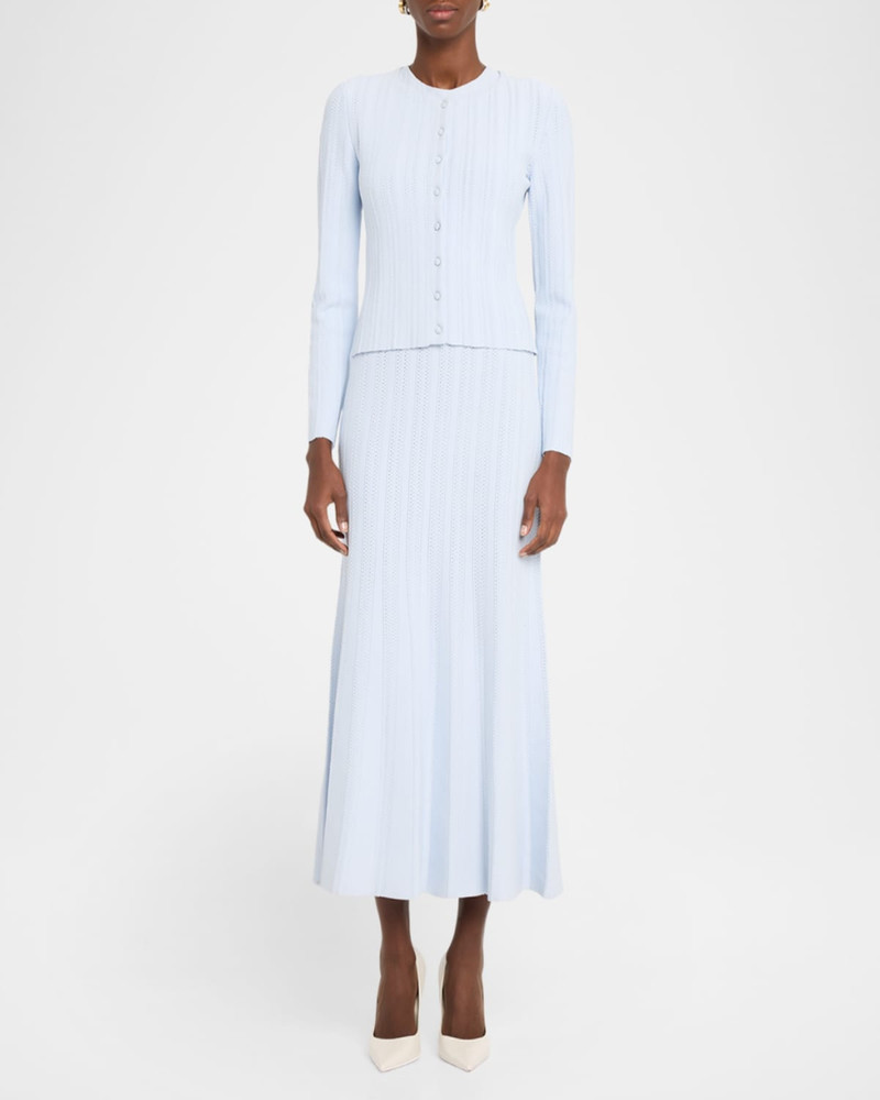 ADAM LIPPES Faye Pointelle Knit Crewneck Cardigan outlook