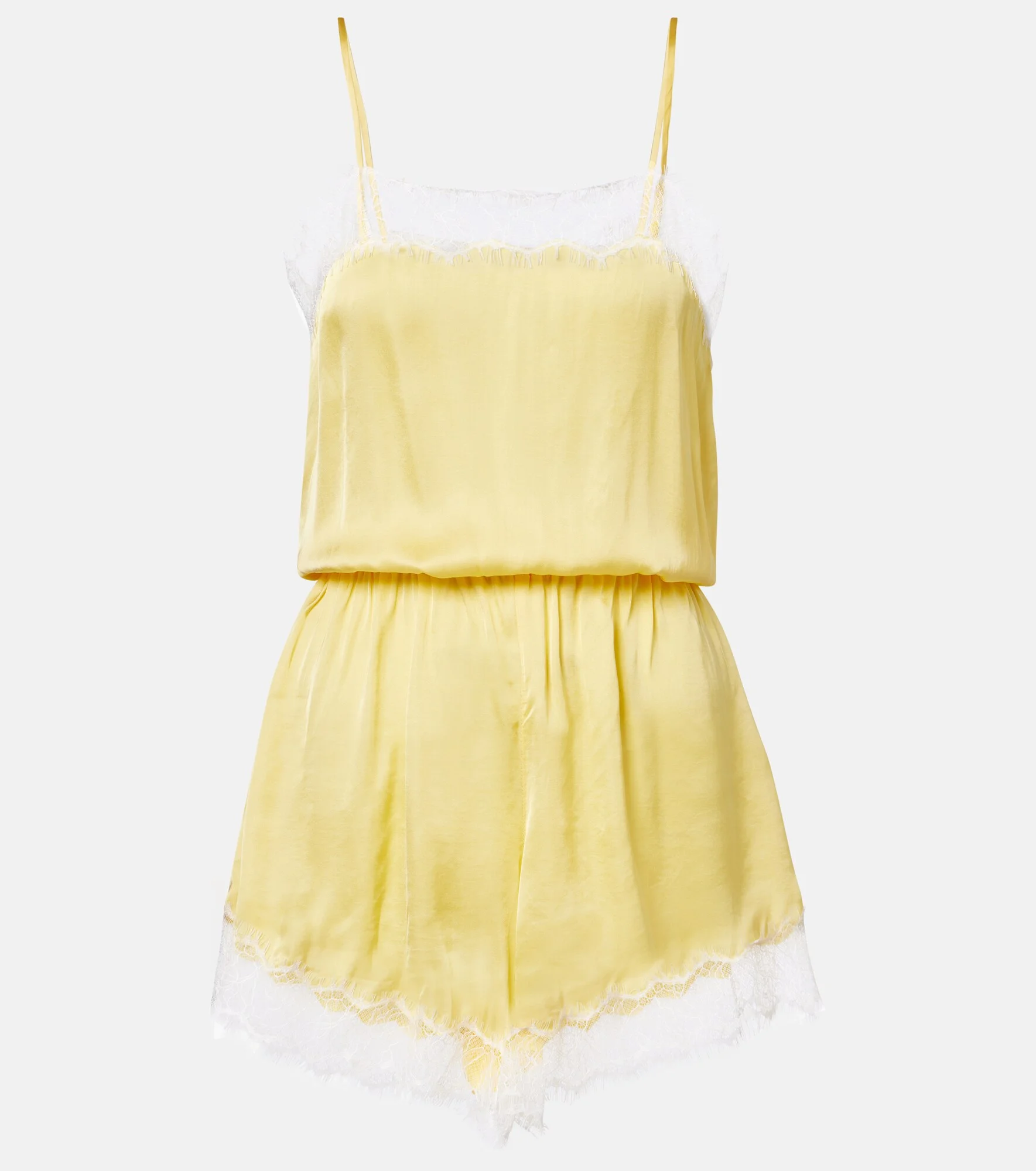 Silvia lace-trimmed satin romper - 1