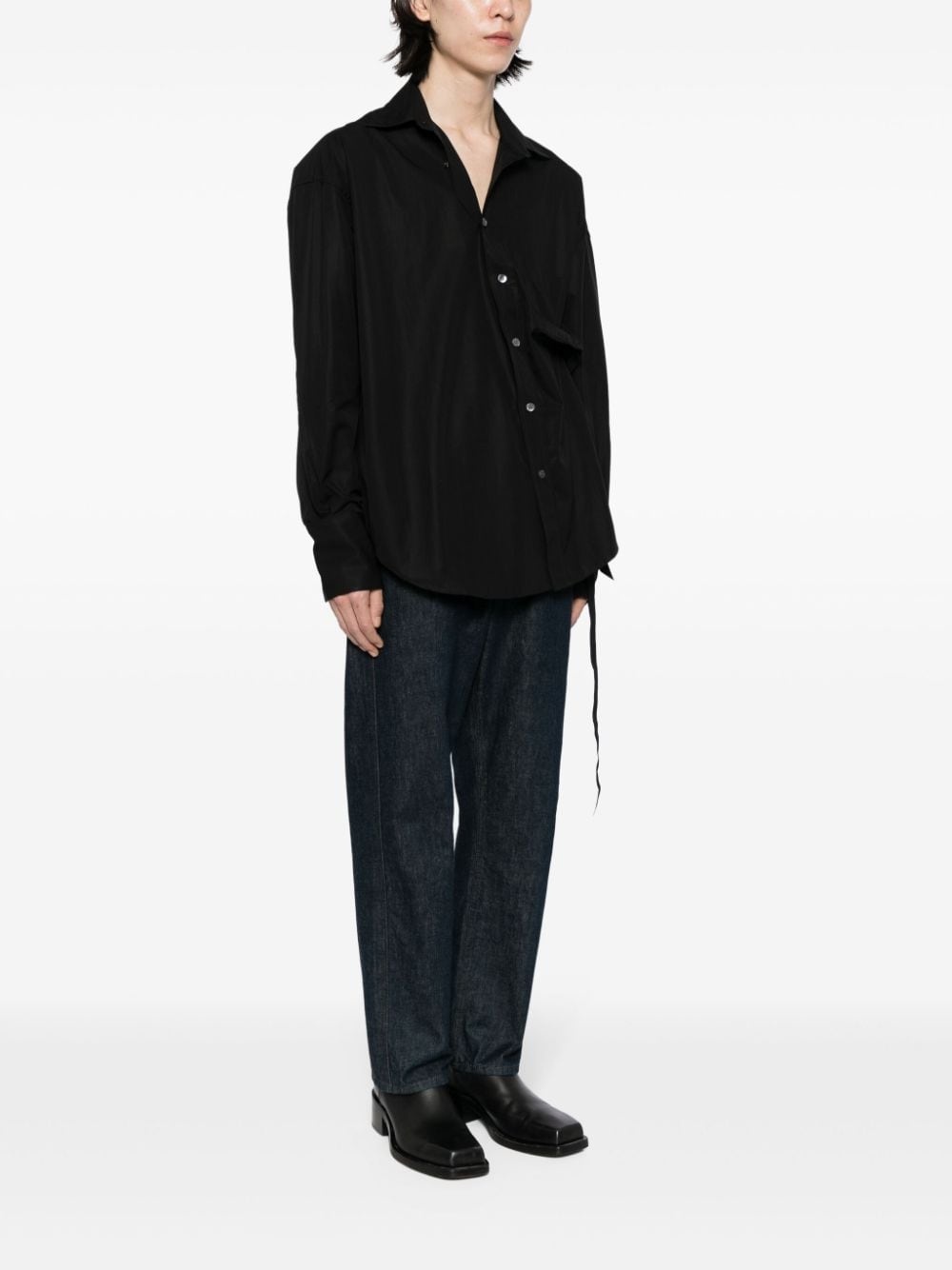 asymmetric cotton-poplin shirt - 3