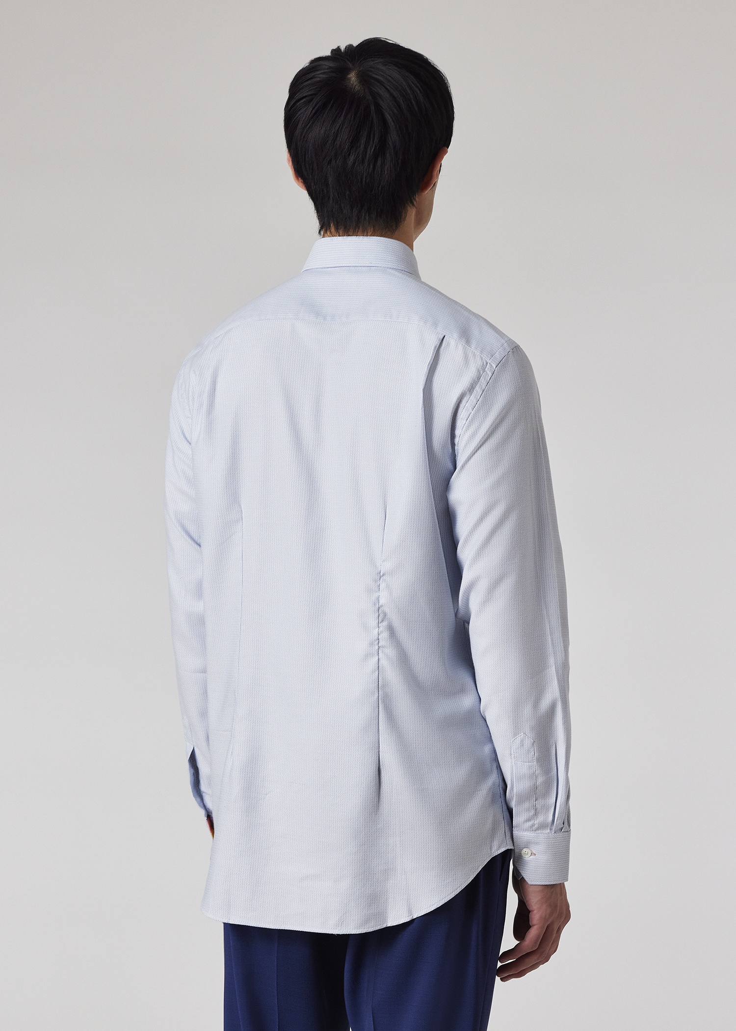 Tailored-Fit Light Blue 'Mini Geo' Easy-Care Cotton Shirt - 4