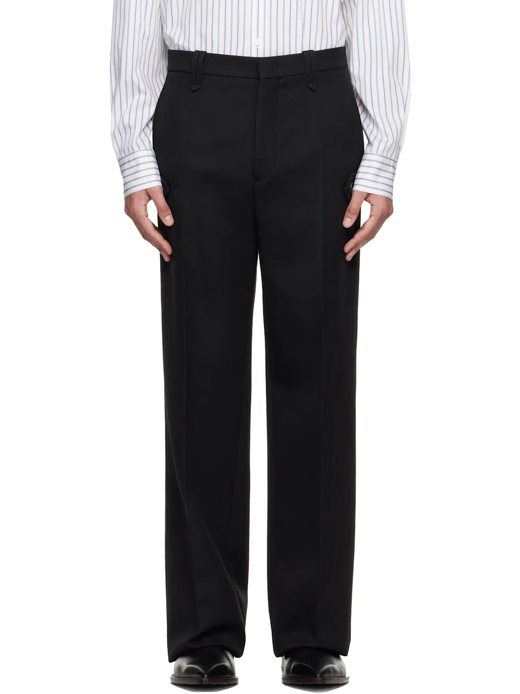Black Light Wool Chino Trousers - 1