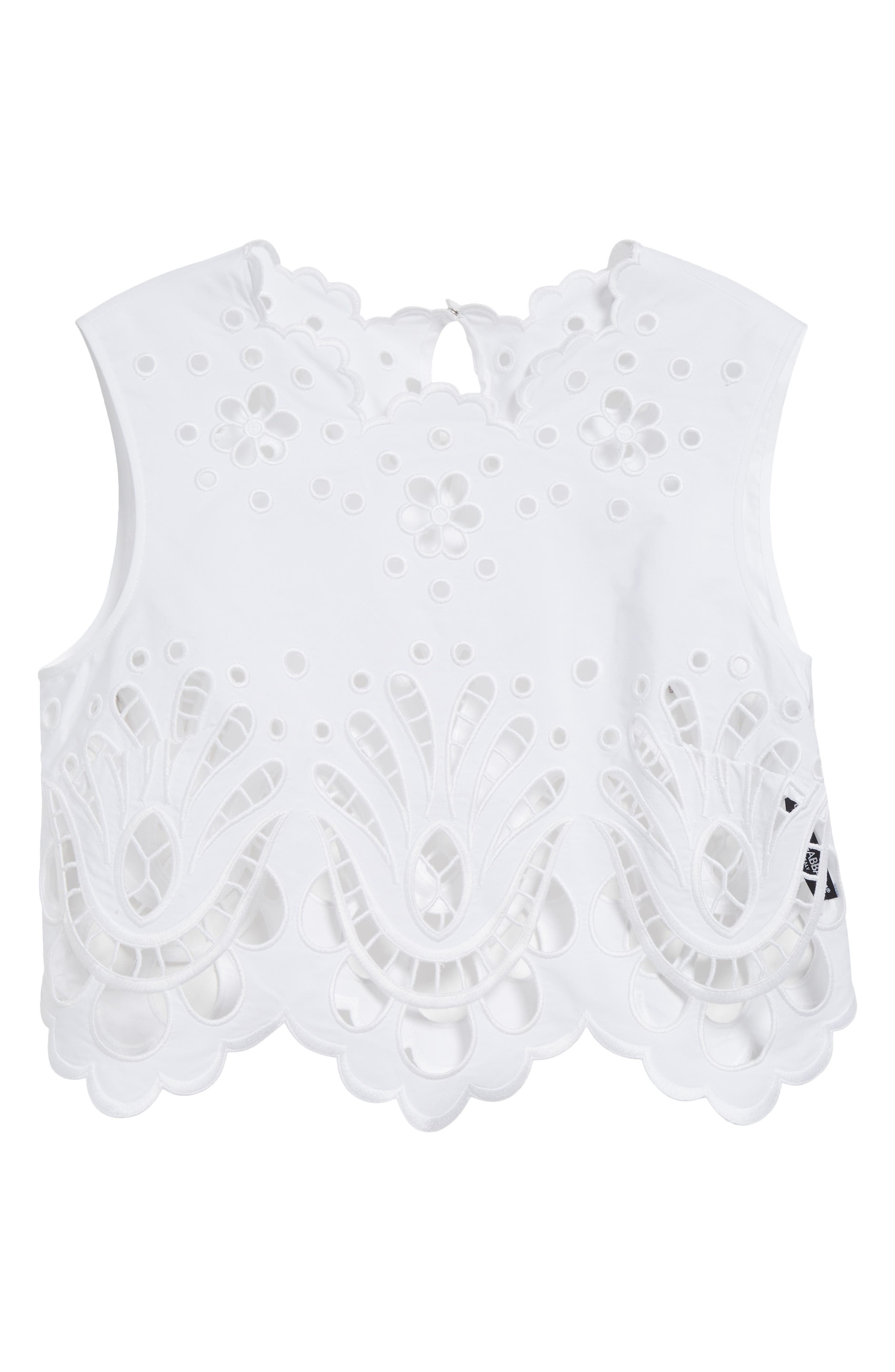 Dolce&Gabbana Embroidered Eyelet Crop Top in Bianco Ottico at Nordstrom - 6