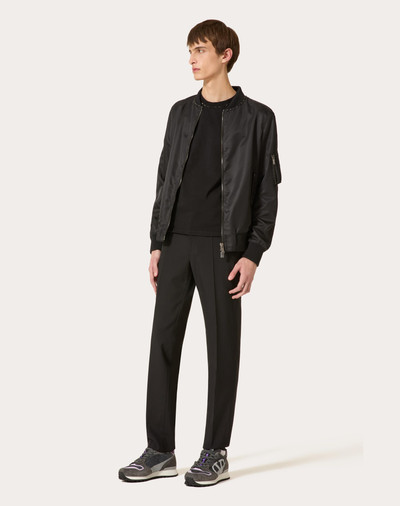 Valentino NYLON BOMBER JACKET WITH BLACK UNTITLED STUDS ON THE NECKLINE outlook