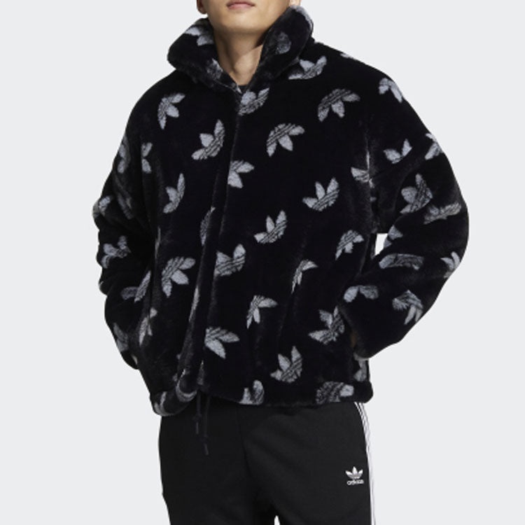 adidas originals Logo Stand Collar Sports Jacket Black HI4656 - 3