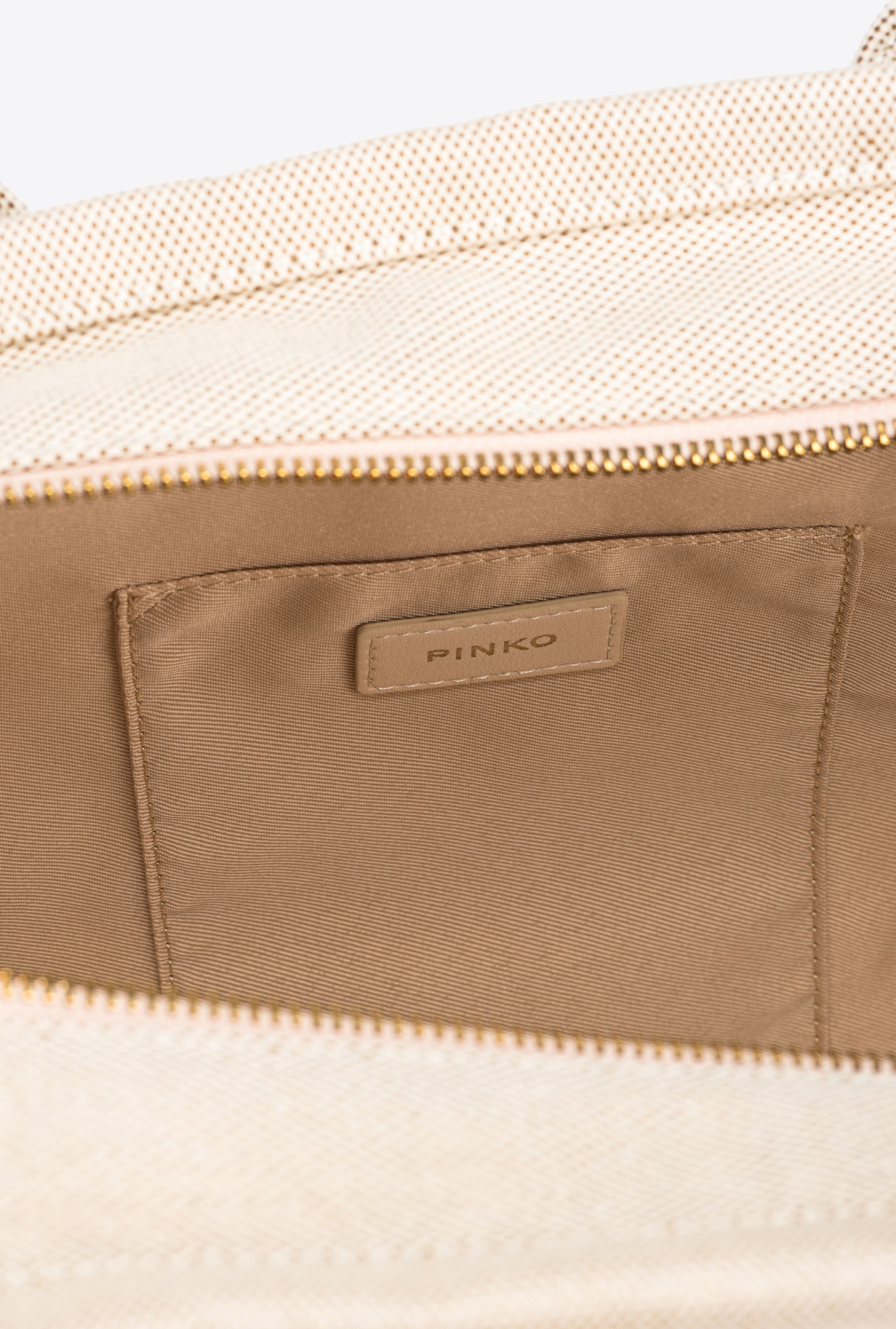 PINKO BEACH SHOPPER IN SALT-AND-PEPPER RECYCLED CANVAS