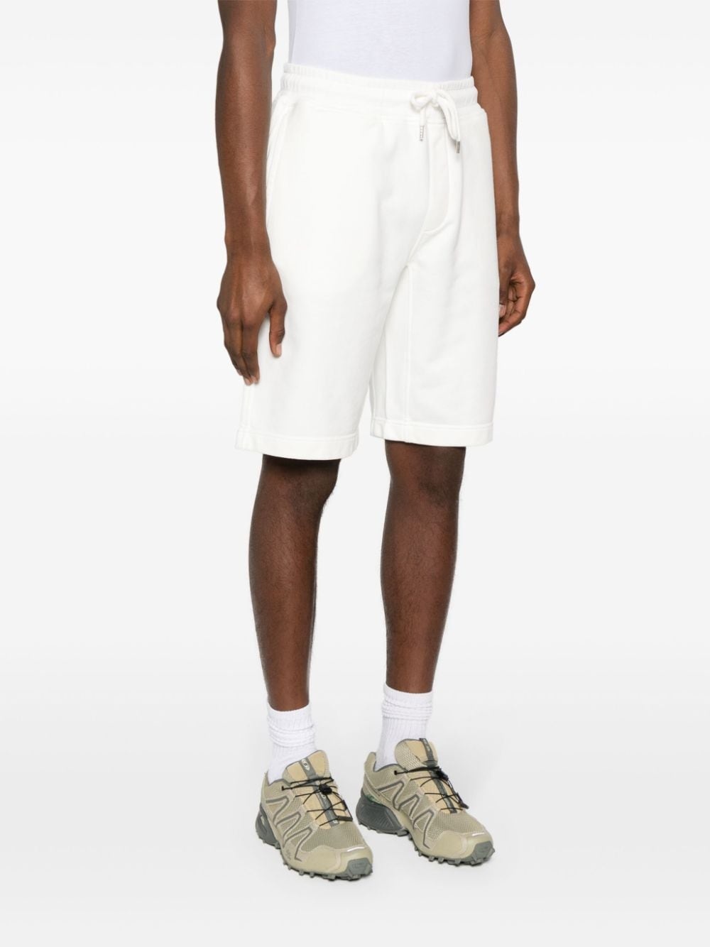 logo-embroidered cotton track shorts - 3