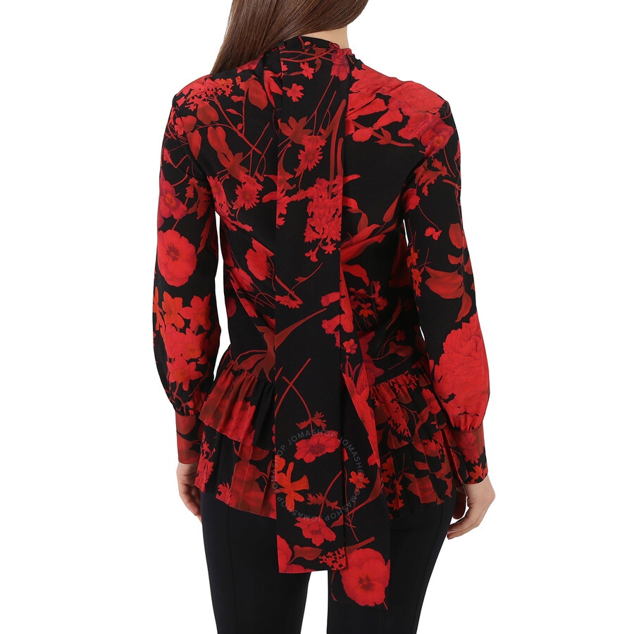 Valentino Floral Print Pleated Trim Blouse - 6