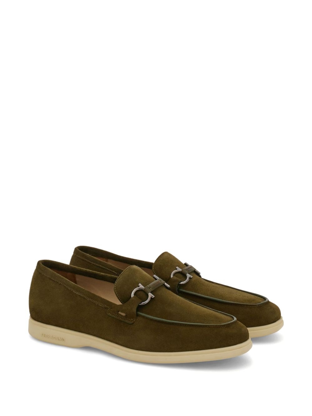 Gancini-plaque suede loafers - 2