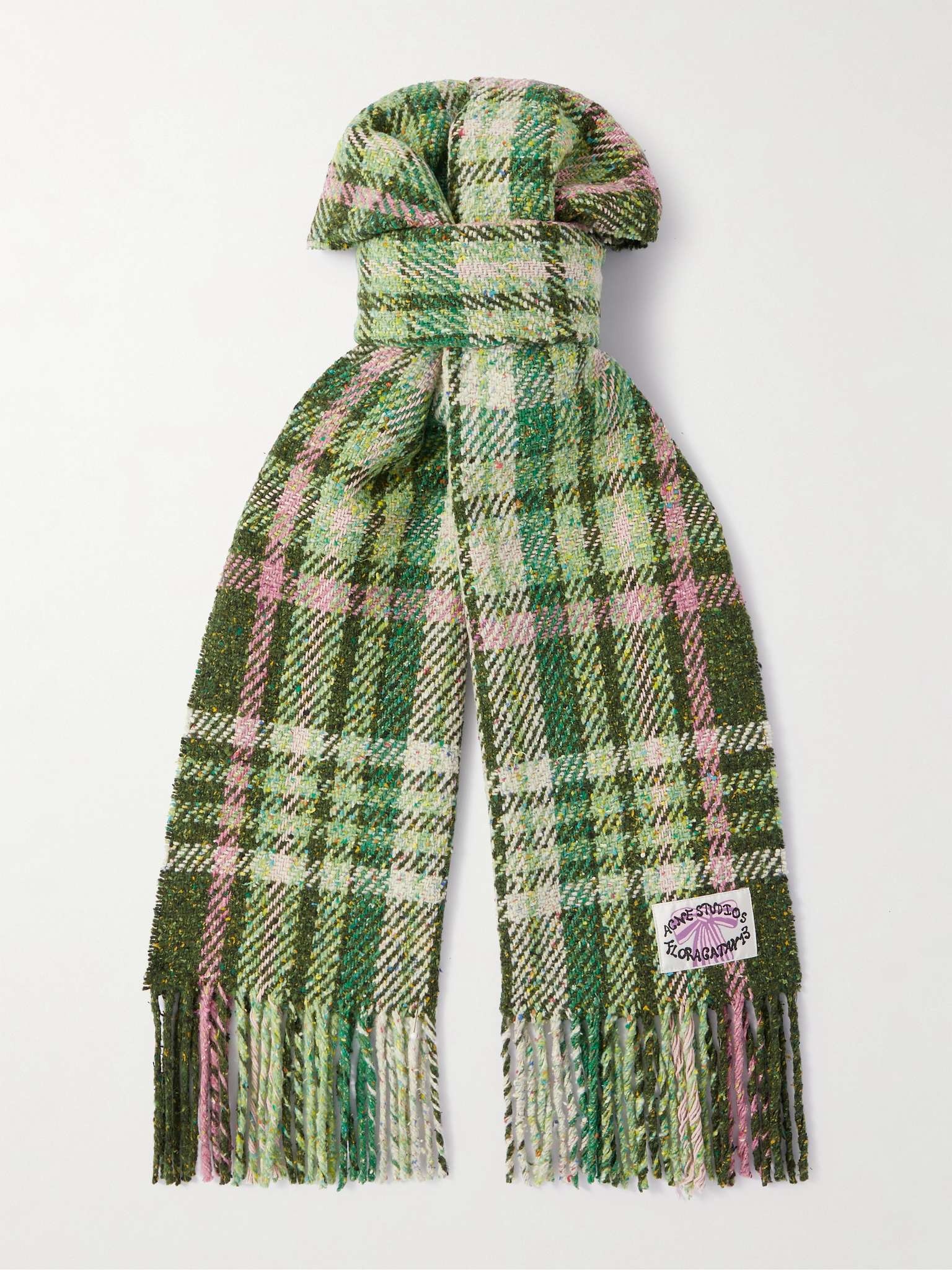 Volano Logo-Appliquéd Fringed Checked Knitted Scarf - 1