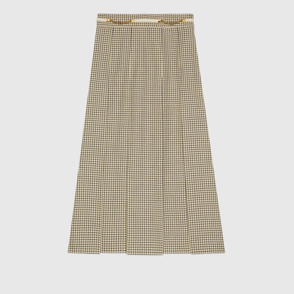 Check wool pleated skirt - 1