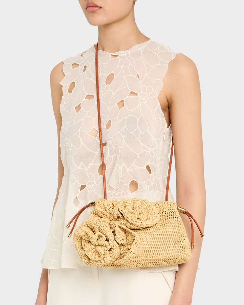 ULLA JOHNSON Lali Floral Crochet Pouch Clutch Bag outlook