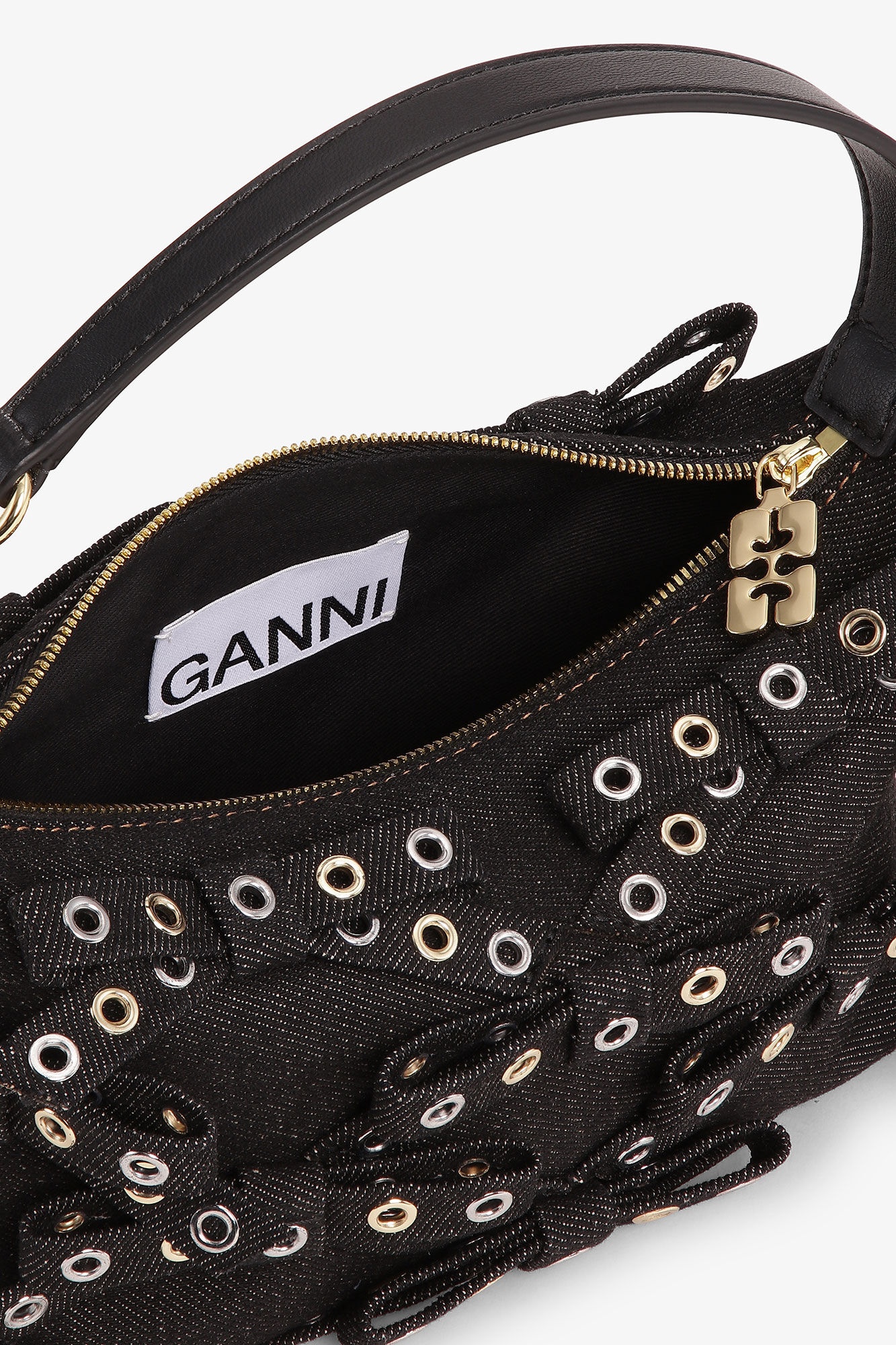 BLACK DENIM SMALL BUTTERFLY POUCH BOW BAG - 3