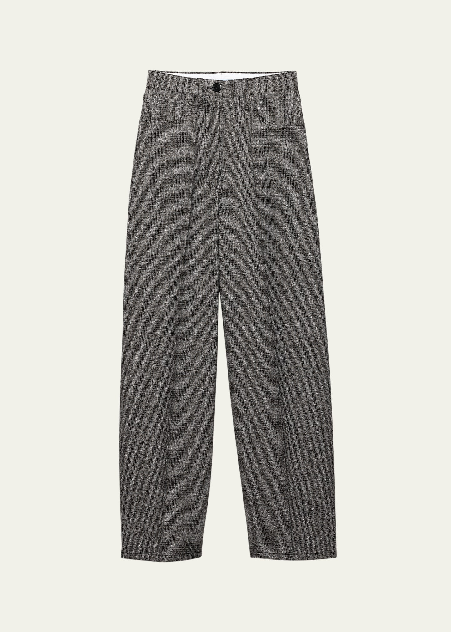 Mid-Rise Prince Of Wales Wool Straight-Leg Pants - 1