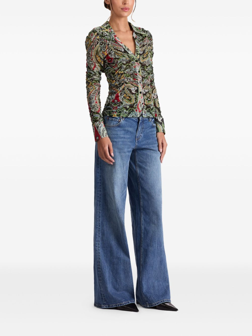 paisley-print ruched blouse - 3