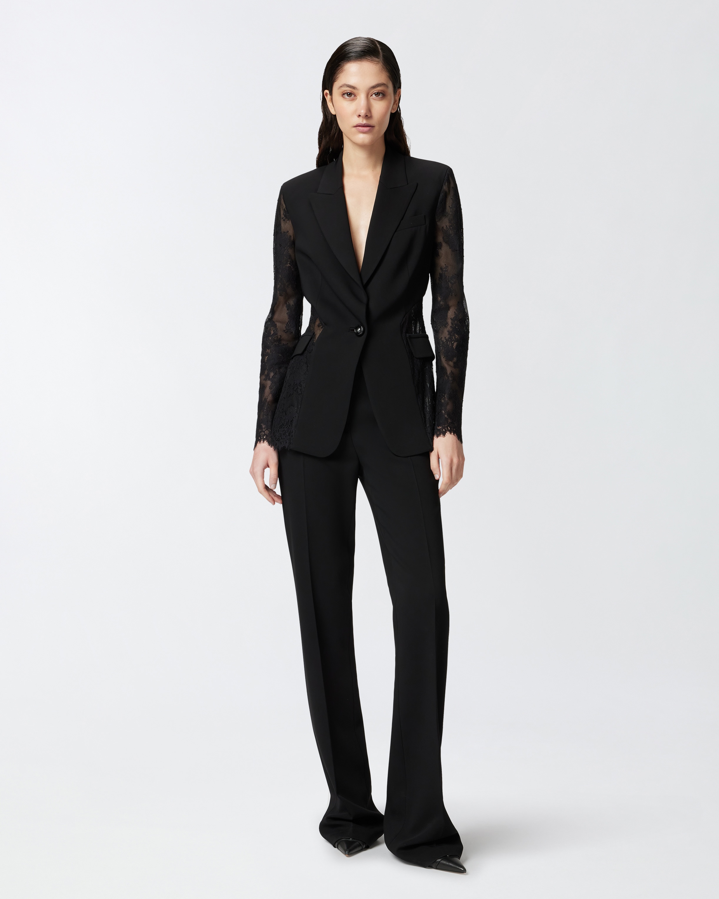 SINGLE-BREASTED LACE BLAZER - 3