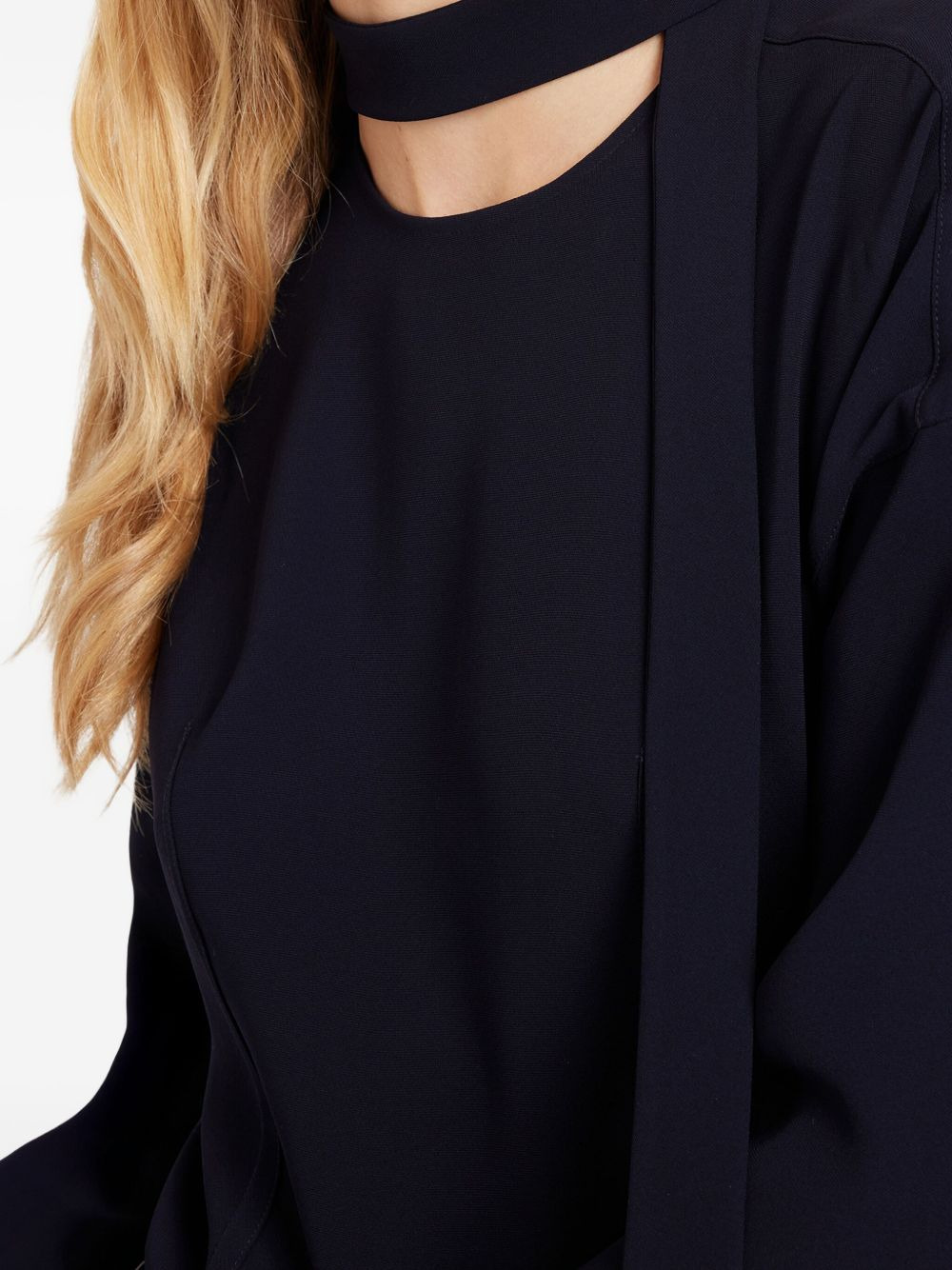 tie-neck curved-hem blouse - 4