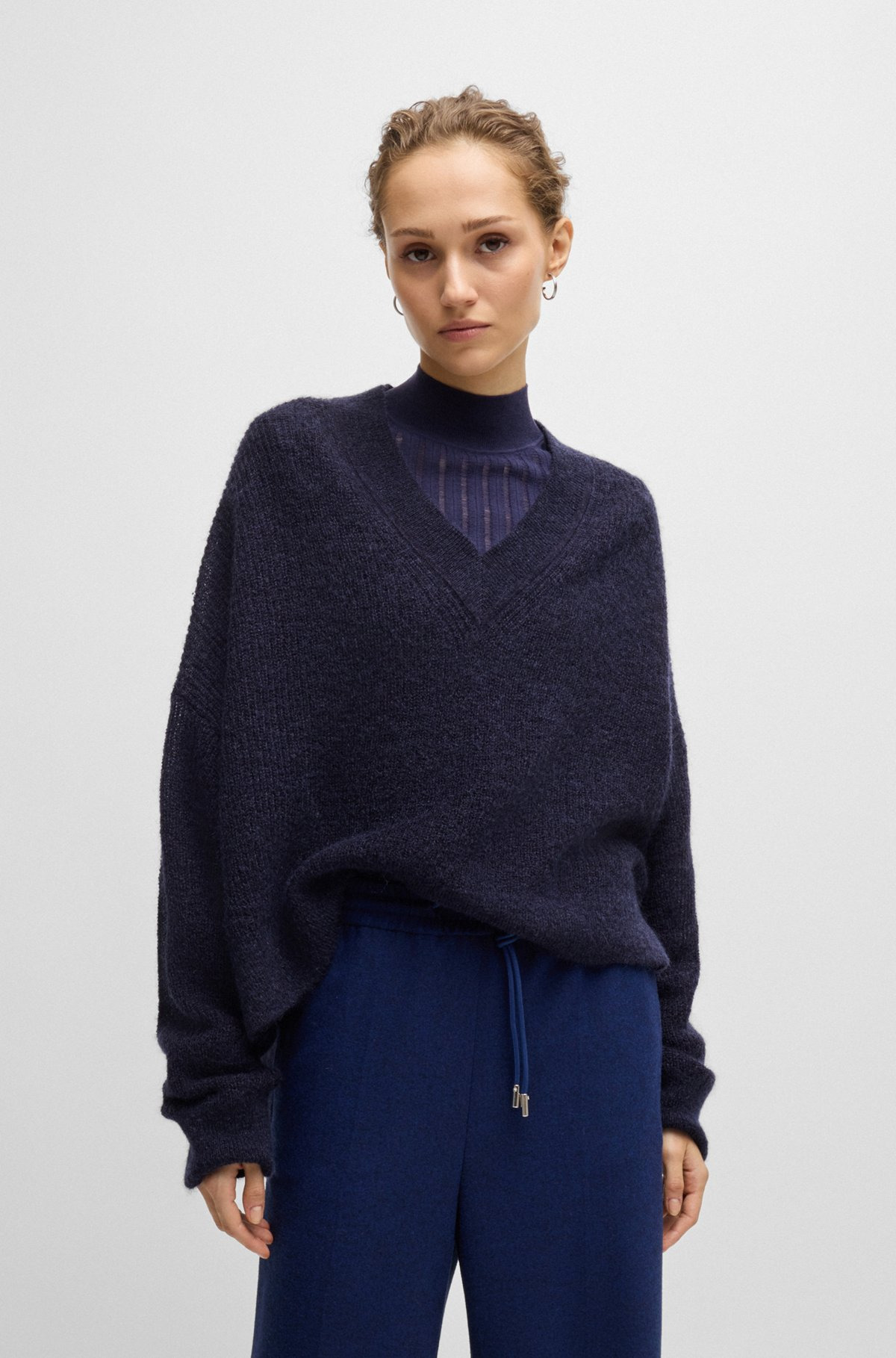 V-NECK SWEATER WITH MELANGE EFFECT - 2