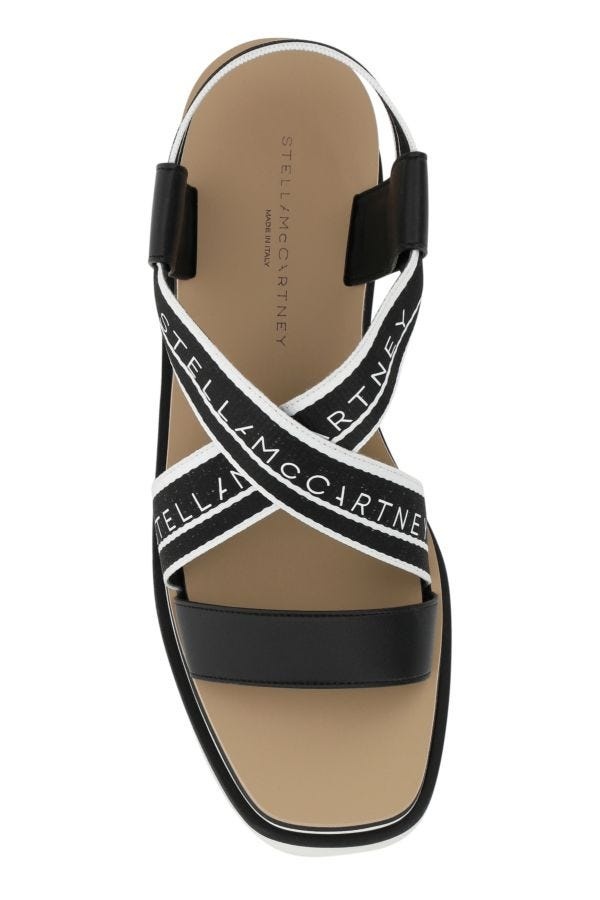 サンダル・ミュール Stella Mccartney Two-tone fabric Sneak Elyse sandals Stella McCartney Sneak-Elyse Striped Platform Sandals