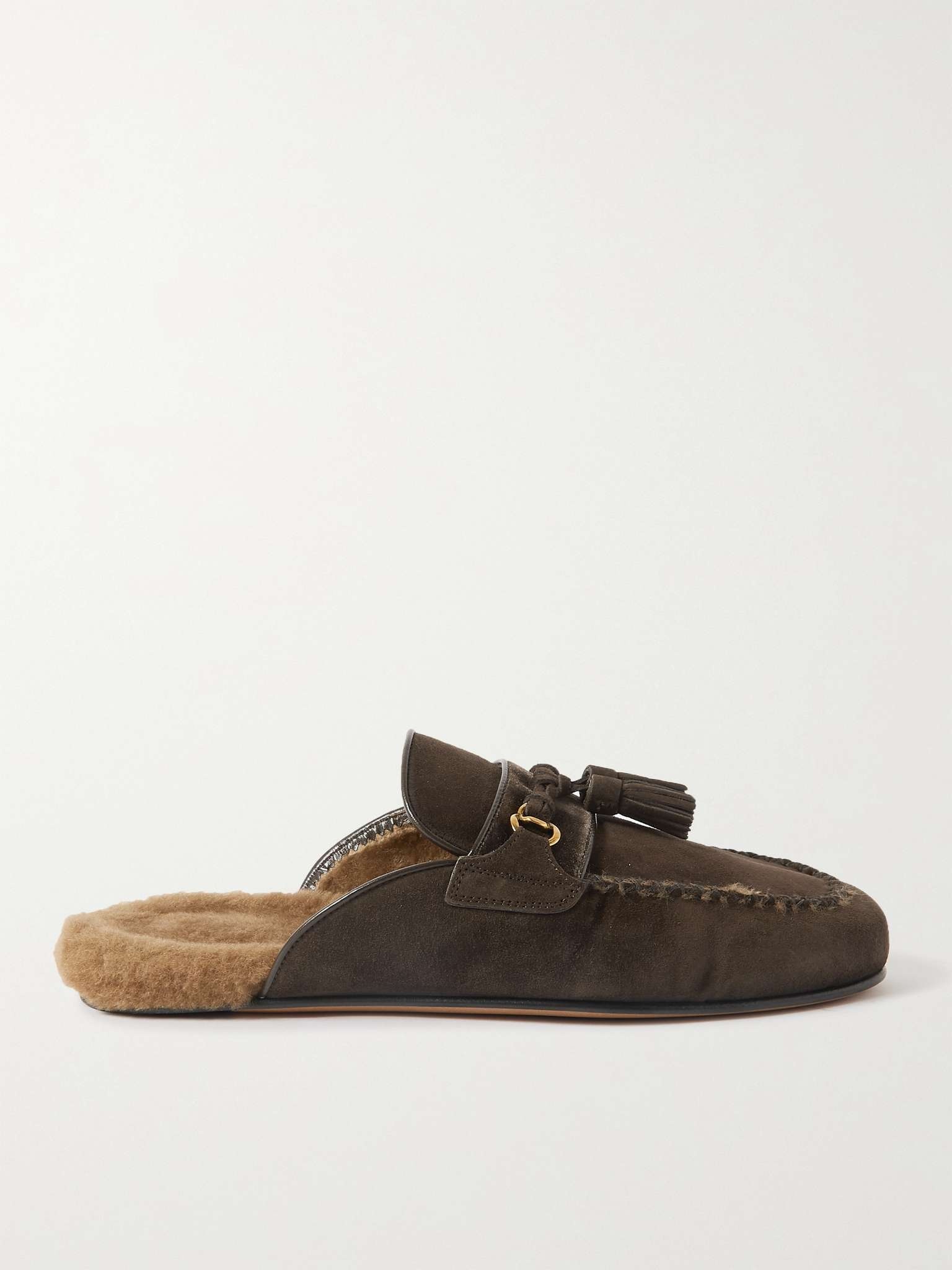 Stephan Shearling-Lined Suede Tasselled Backless Loafers - 1