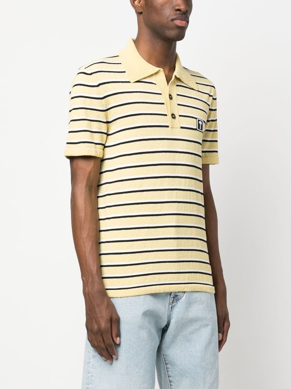 logo-patch striped terry polo shirt - 3
