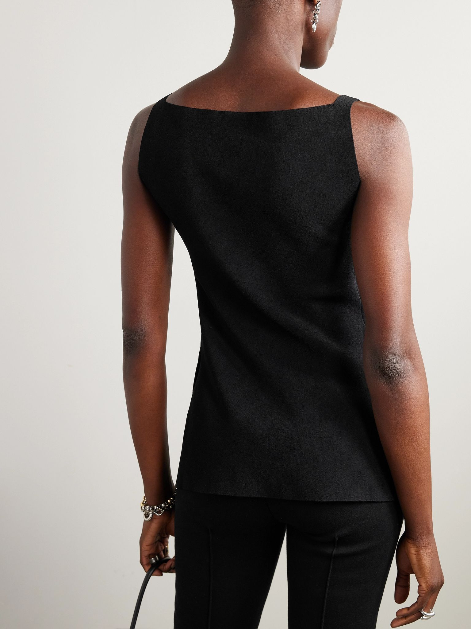 Asher checked jacquard-knit top Black - 3