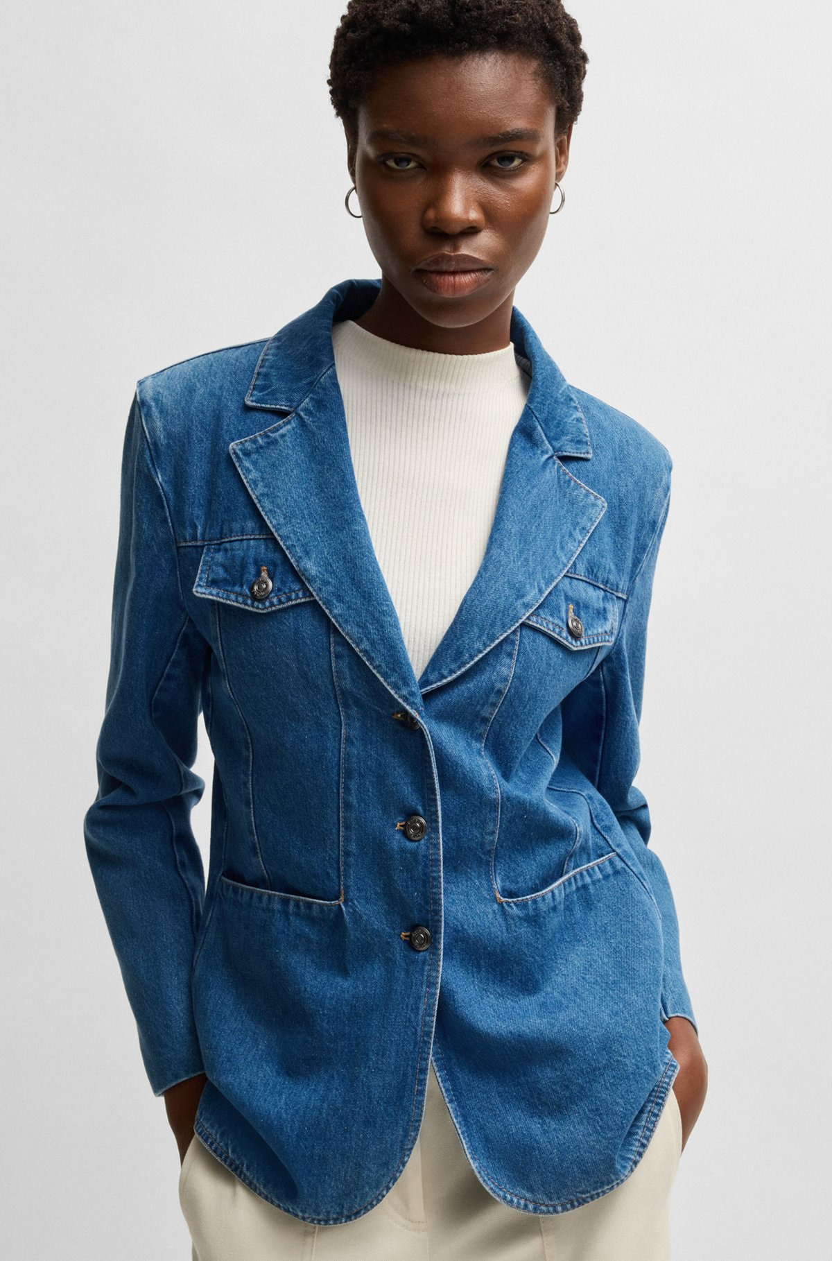 SLIM-FIT BLAZER IN BLUE SELVEDGE DENIM - 6