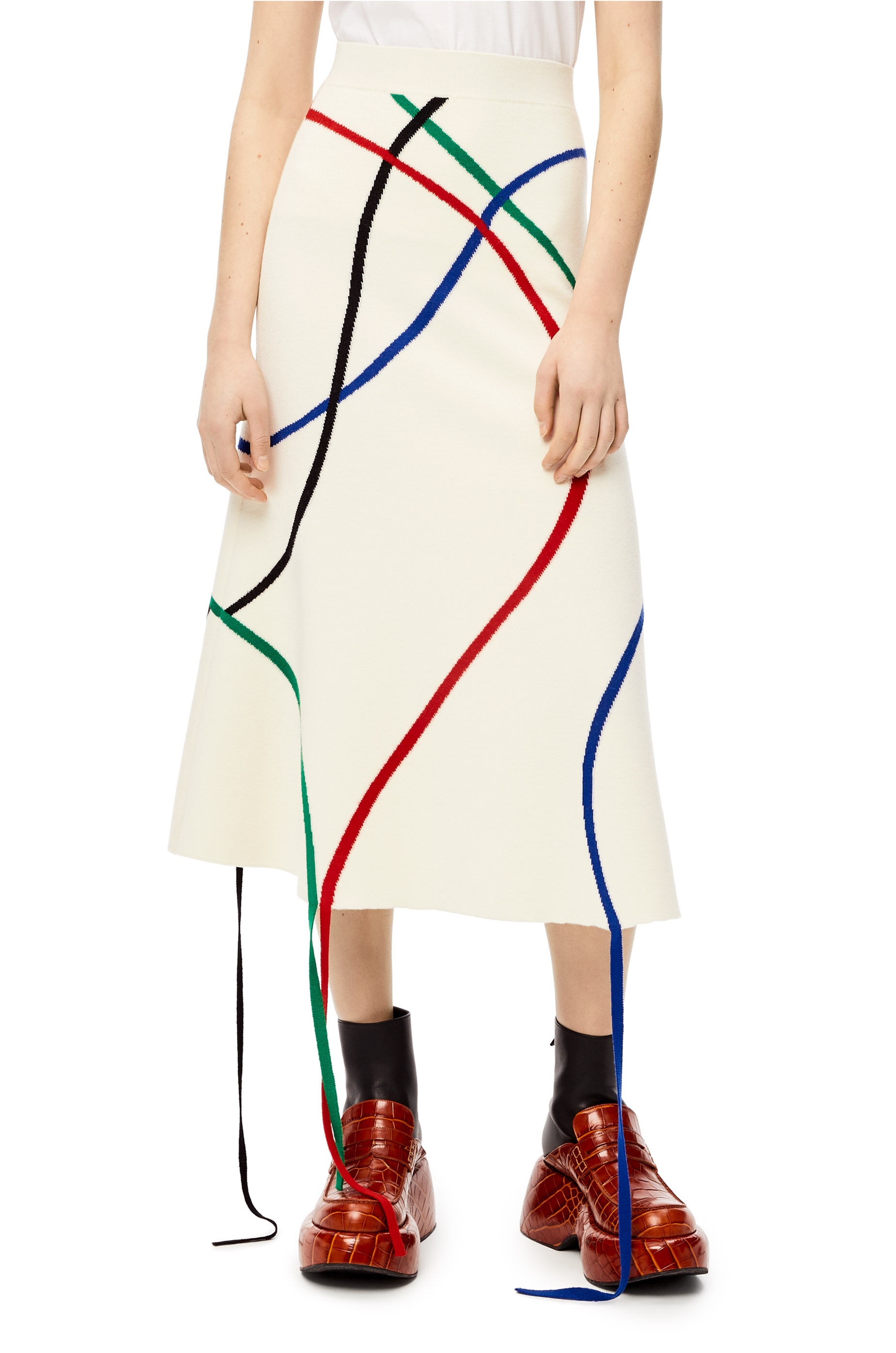 Flared intarsia skirt in wool - 3