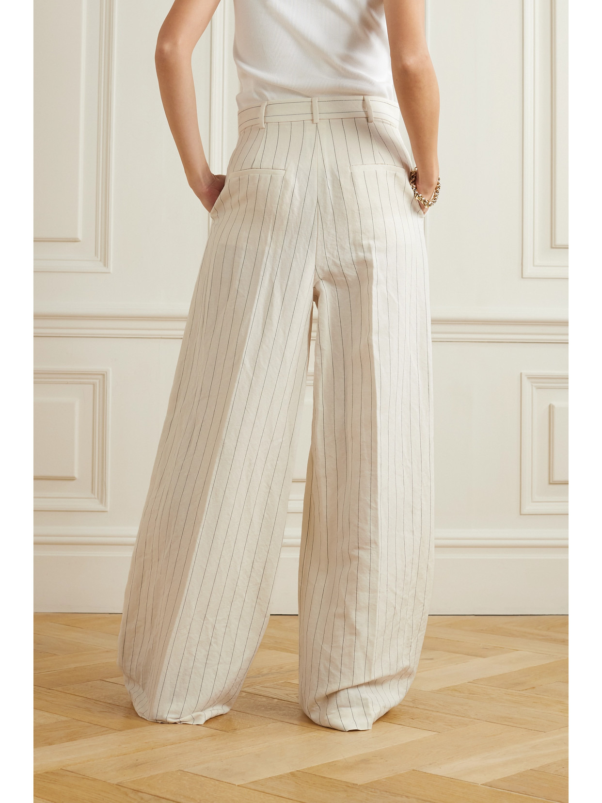 Giuliva Pinstriped Linen And Cotton-blend Pants - 3