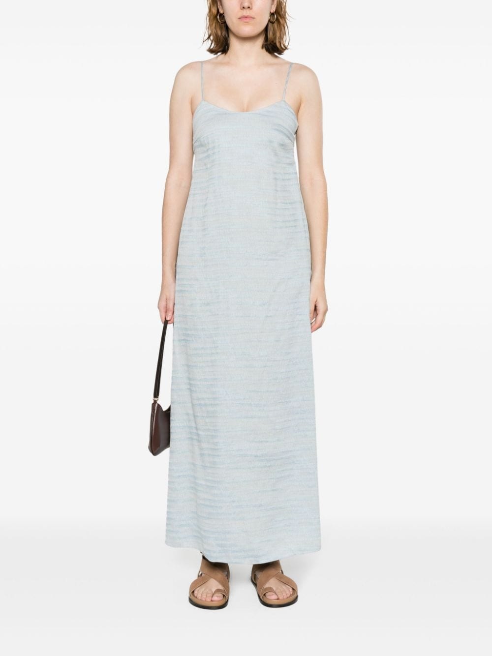 linen blend jacquard midi dress - 2