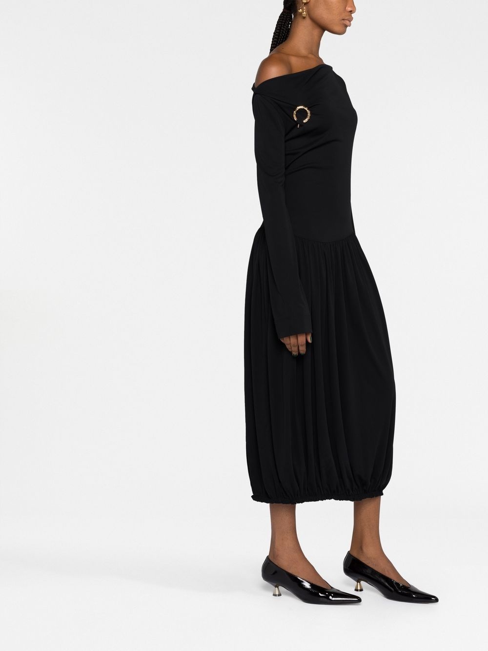 long-sleeve asymmetric midi dress - 6