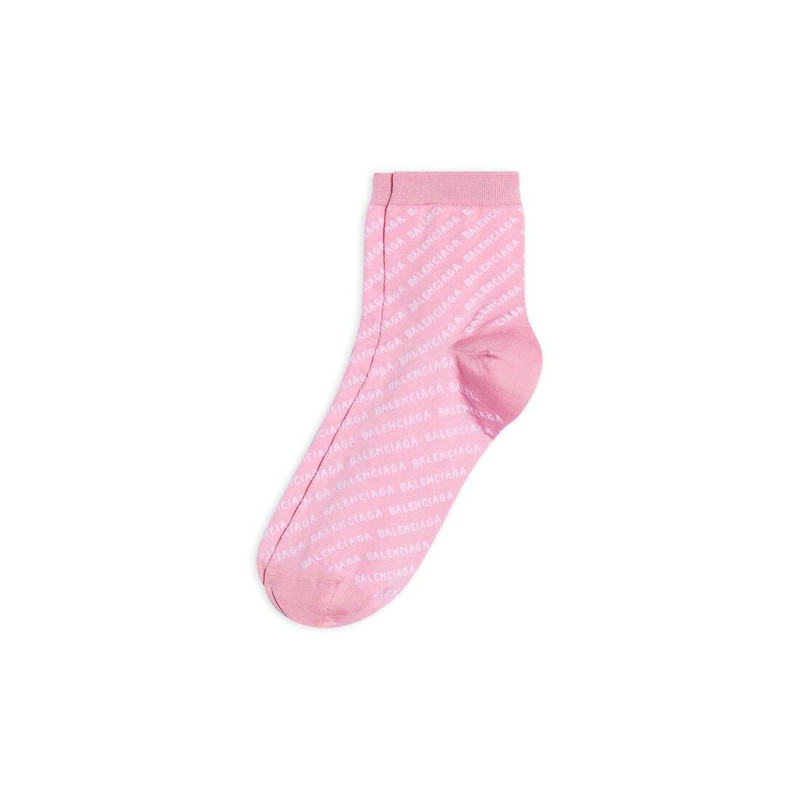 BALENCIAGA Women's Allover Logo Socks in Pink outlook