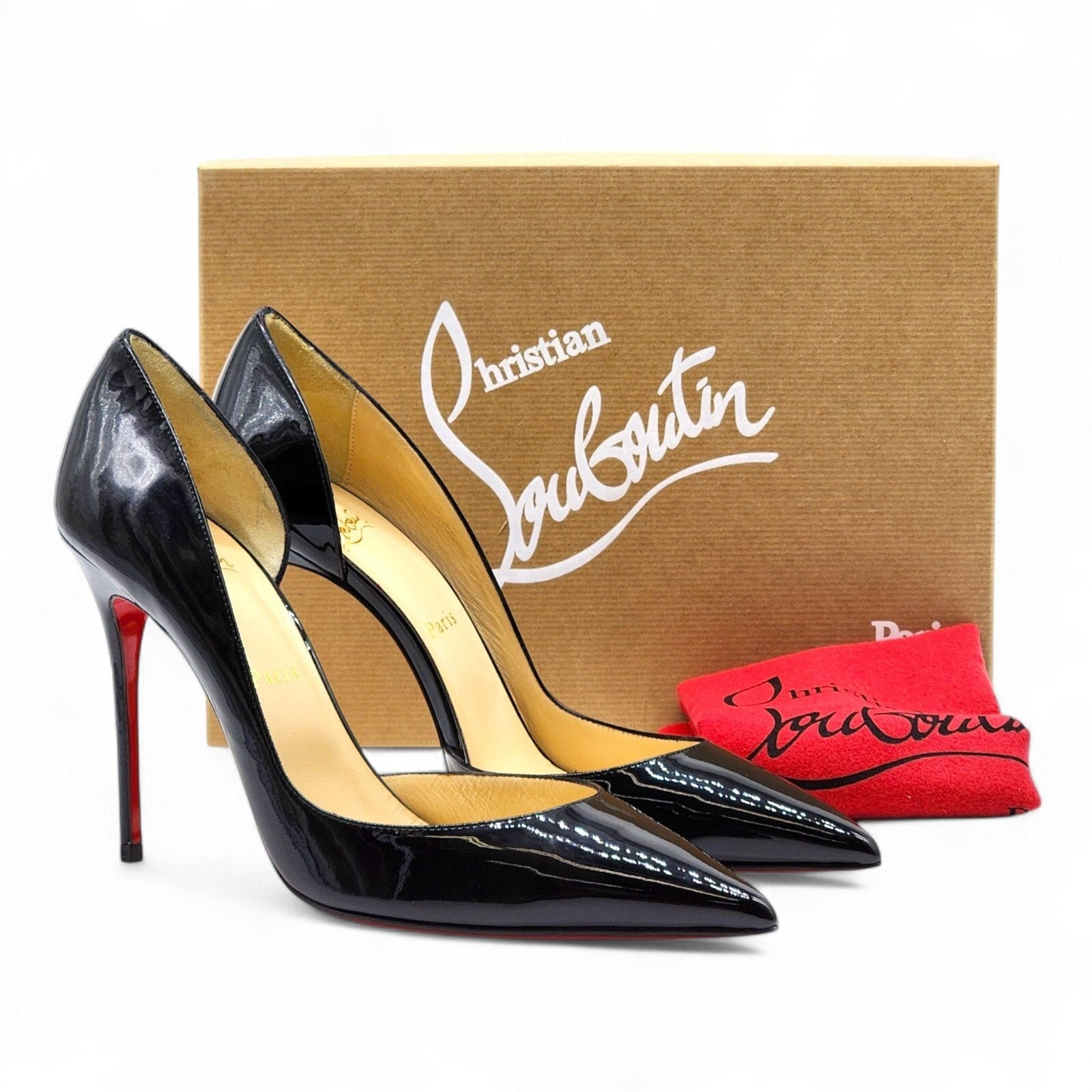 Christian Louboutin Iriza Patent Leather D’Orsay Pumps Black EU 40 US 9.5 - 2