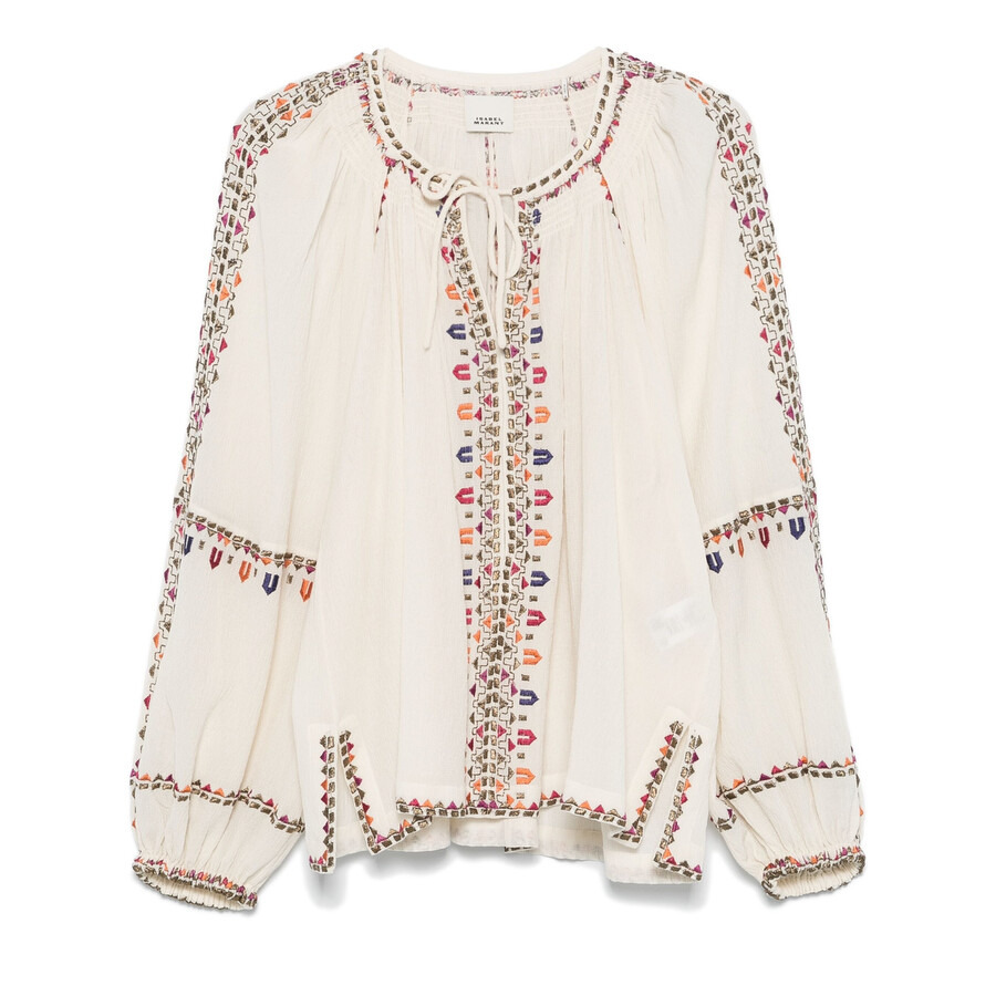 Isabel Marant Ladies Ecru Clive Silk Blend Blouse - 5