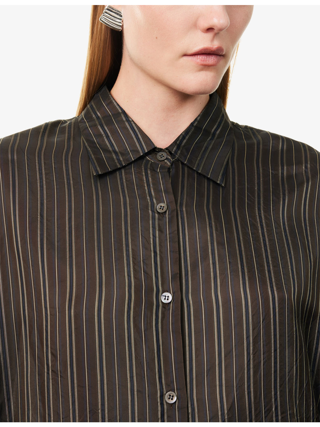 Casia Oversized Stripe-Print Crepe Shirt - 5