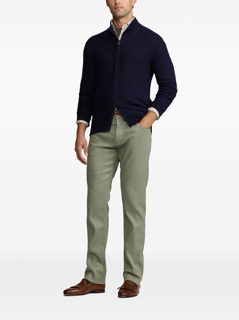 cotton-linen denim pants - 2