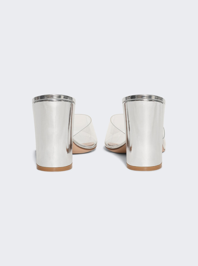 Glass Block Heel Mules Silver 4