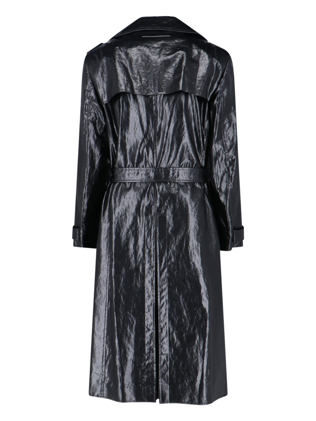 DOUBLE-BREASTED FAUX LEATHER COAT - 2