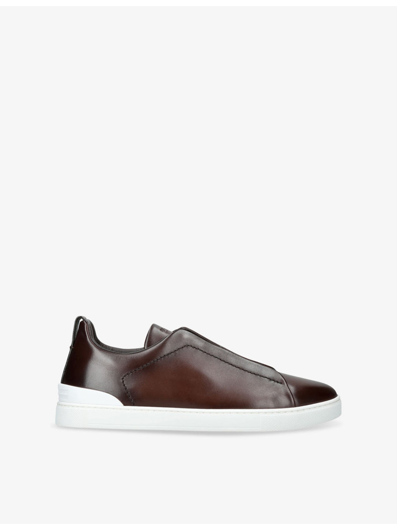 Triple Stitch Panelled Leather Low-Top Trainers 1